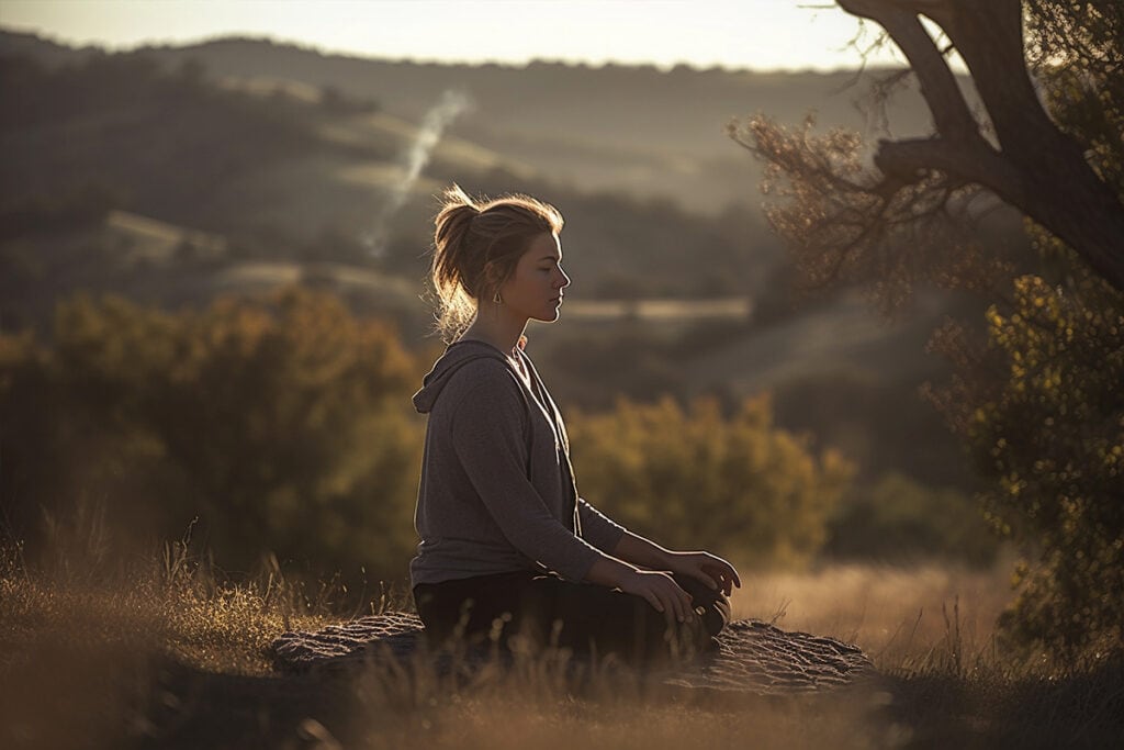 Una chica practica meditación y mindulness 