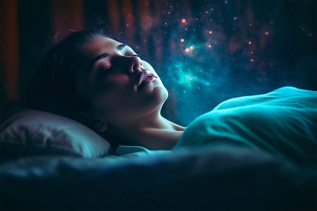 Una chica mientras tiene sueños lúcidos
