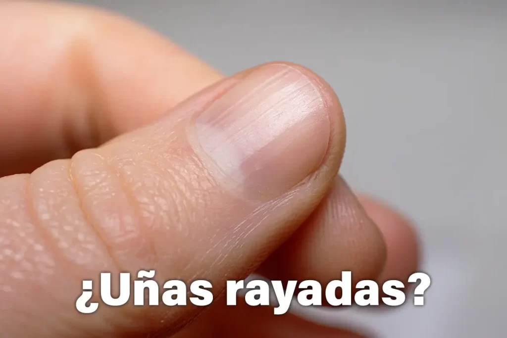 Una chica con las uñas rayadas verticalmente