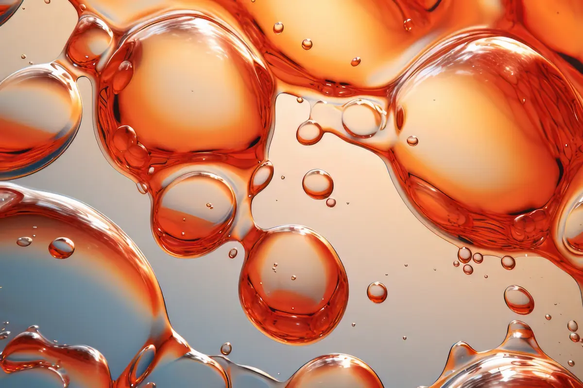 Aceite de omega-3 mostrado en burbujas, destacando su papel en la fertilidad